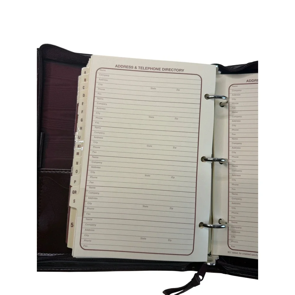 Vtg Deep Burgundy Leather Small‎ 3-Ring Binder Organizer Portfolio Inserts YKK
